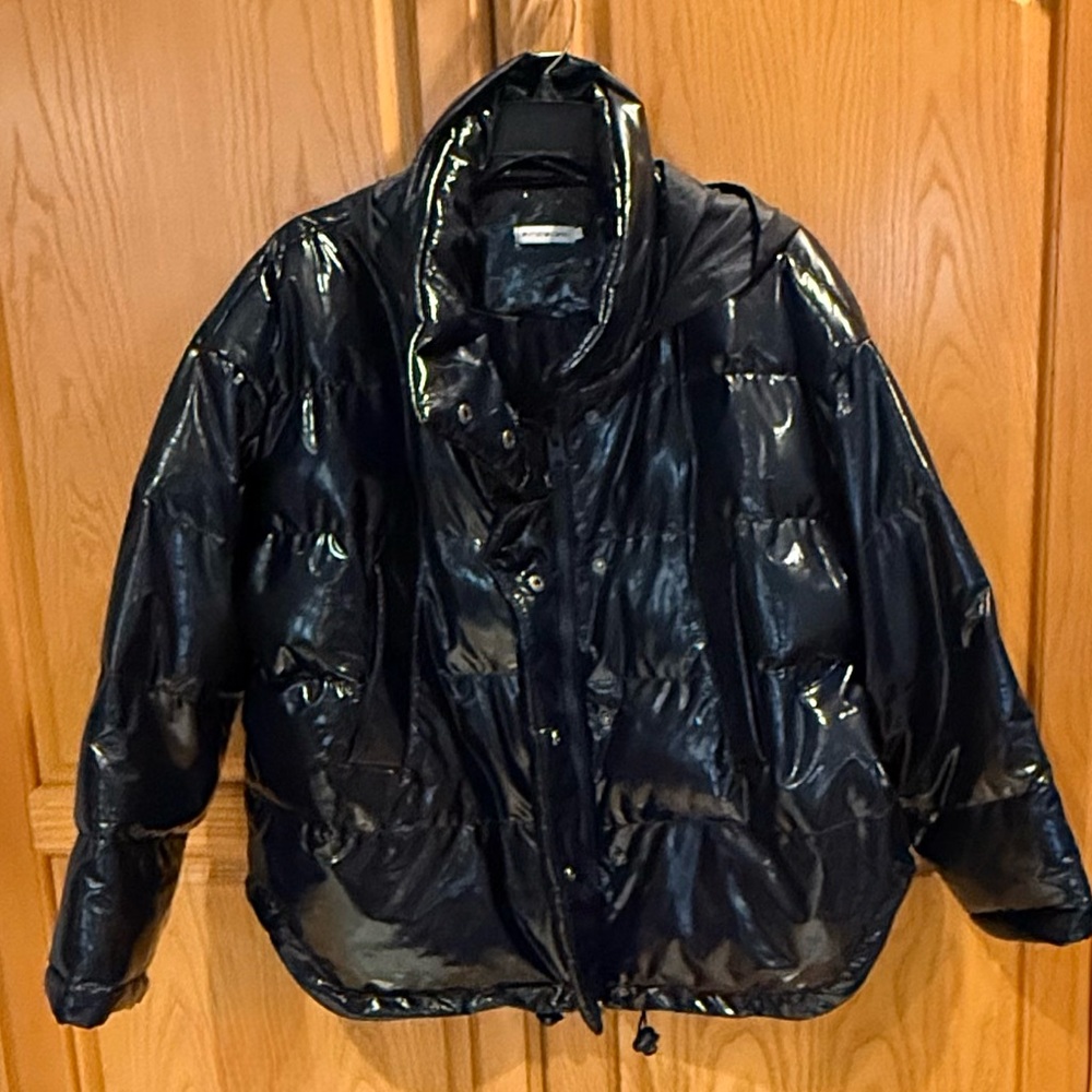 Light Before Dark Women’s Puffer Jacket Navy Blue Vegan Size Small